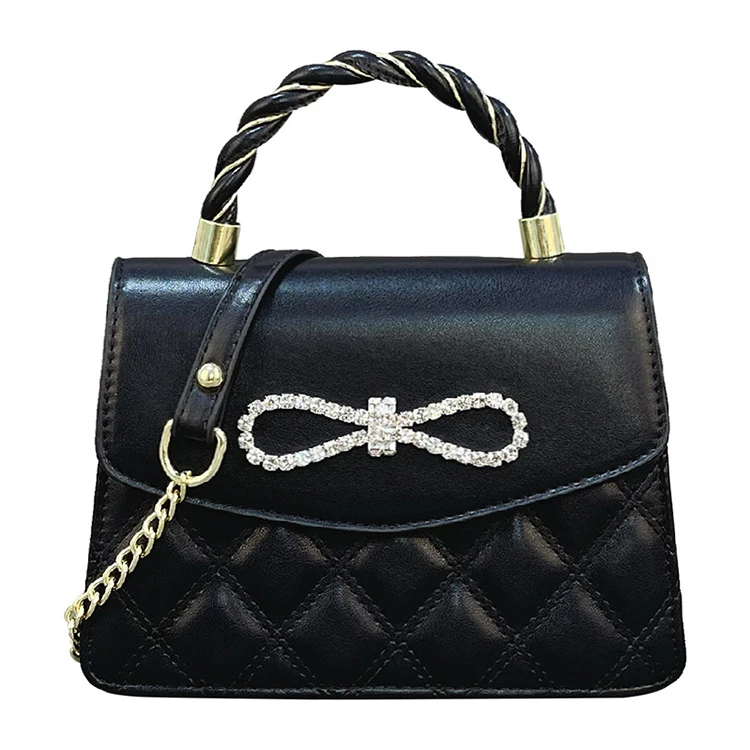 

EM785 Custom rhinestone bowknot ladies rhombus handbag famous brands designer luxury fashion woman purses and handbags mini