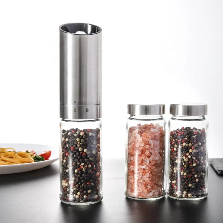 

LFGB Certificates Stainless Steel Automatic Gravity and Professional Electric Salt and Pepper Spice Grinder set