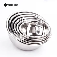 

WORTHBUY Korean Fruit Vegetable Bowl Sliver Stainless Steel Food Bowl For Baking Egg Mixing Bowl Kitchen Accessories