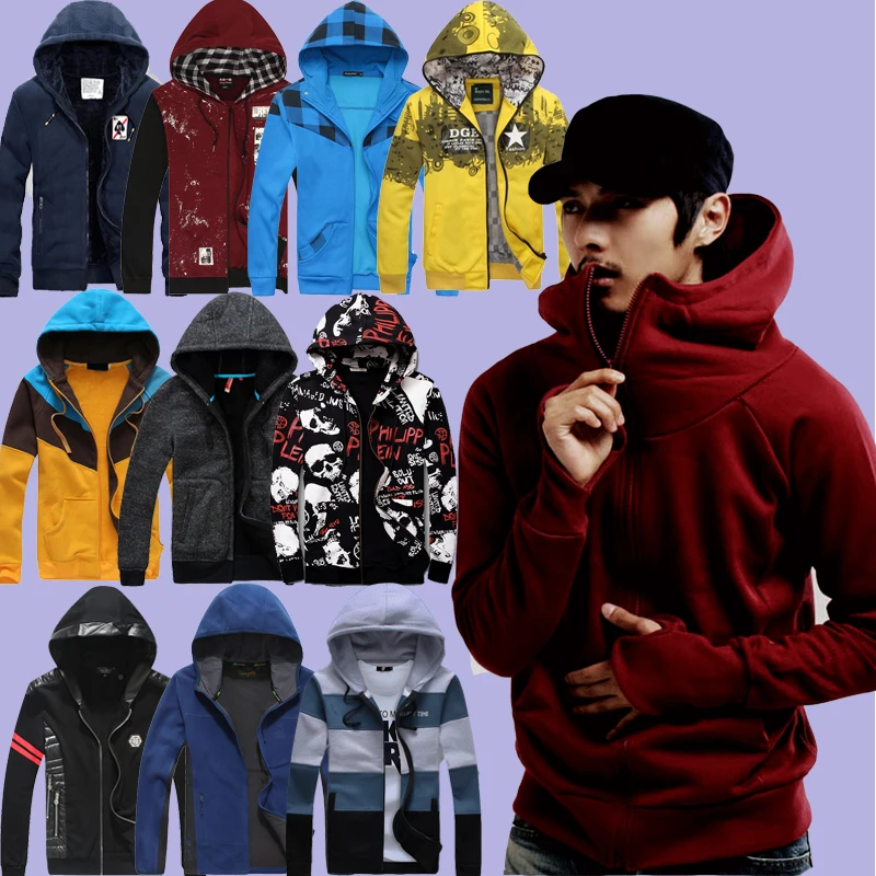 

Mix design mix color men's garments zipper hoodie stock