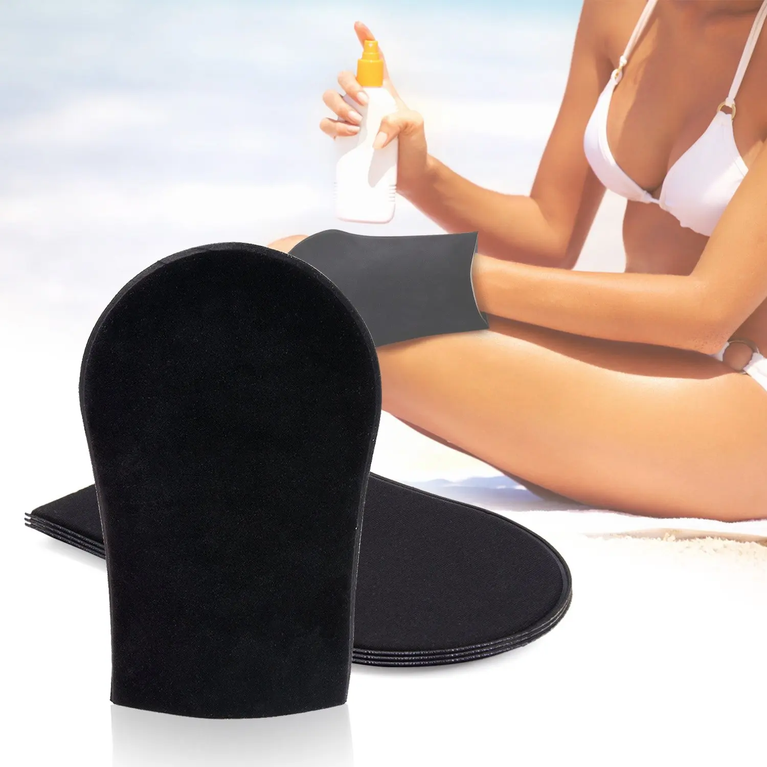 

New Arrival Ultra Soft Velvet Tanning Mit Black Sunless Tanning Blending Applicator