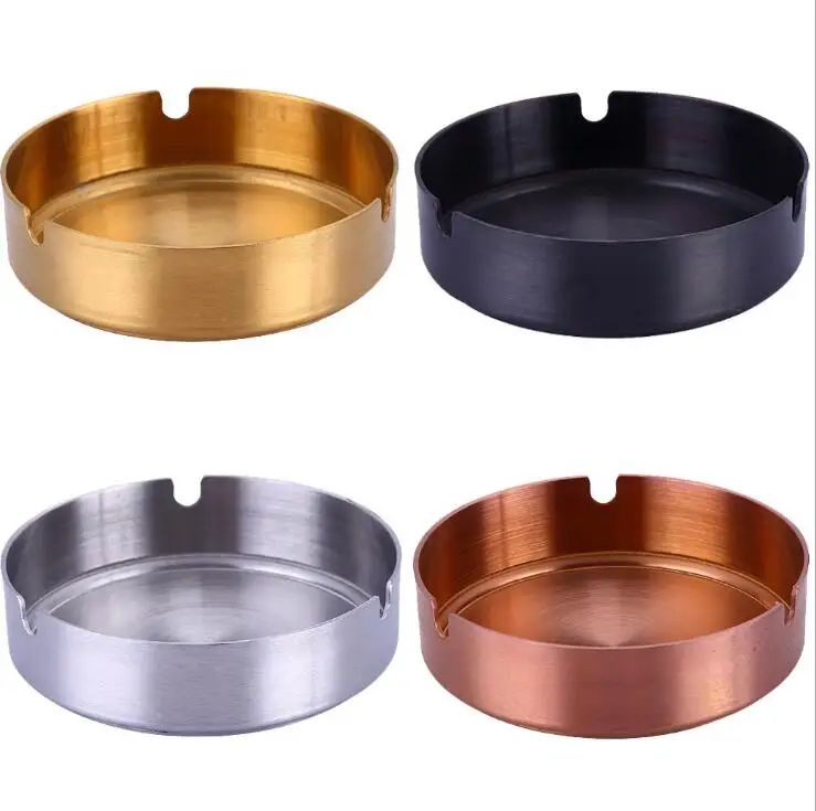 

Wholesale Portable Stainless Steel Ashtray Round Cigar Ashtray Metal Ashtray Size 10x10 cm Support Custom Logo