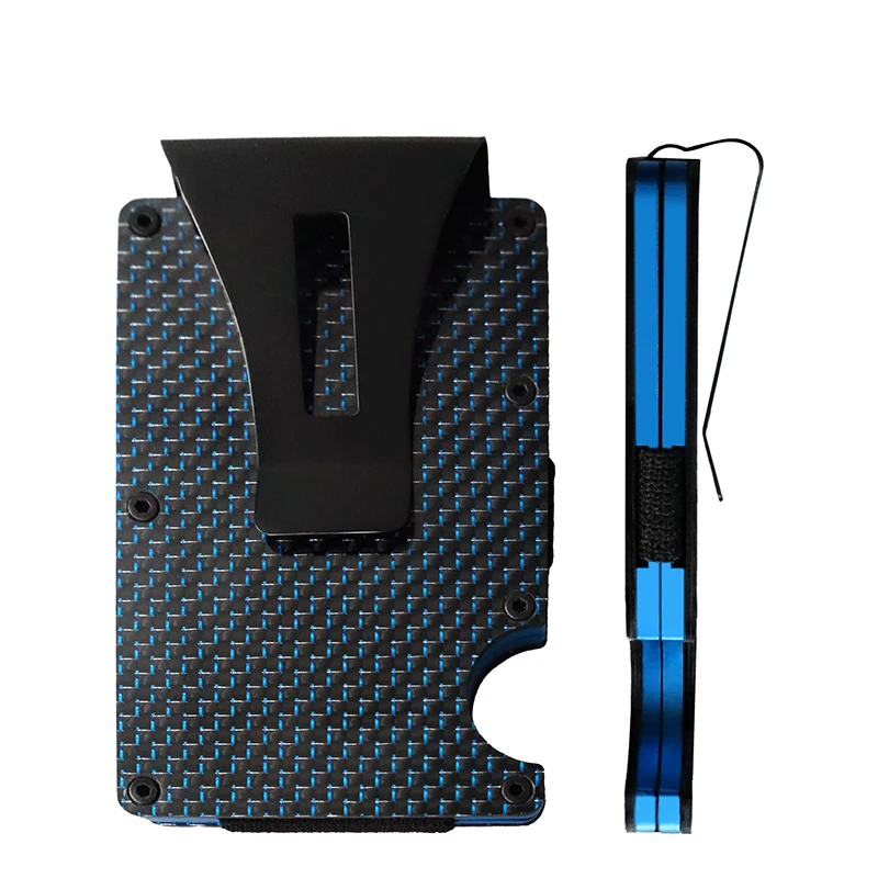 

Custom logo RFID Blocking slim carbon fiber minimalist men rfid wallet, Black