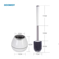 

BOOMJOY household toilet brush with holder set durable TPR round plastic silicon toilet bowl brush set