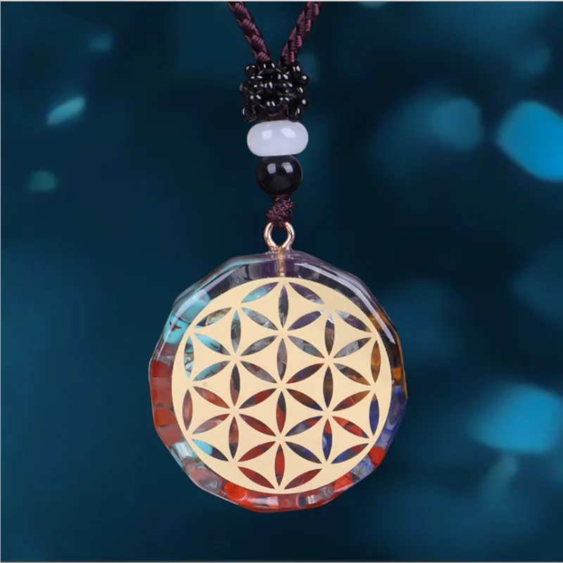 

Natural Crystal Disc Shape pendant Creative orgone Pendant Necklace