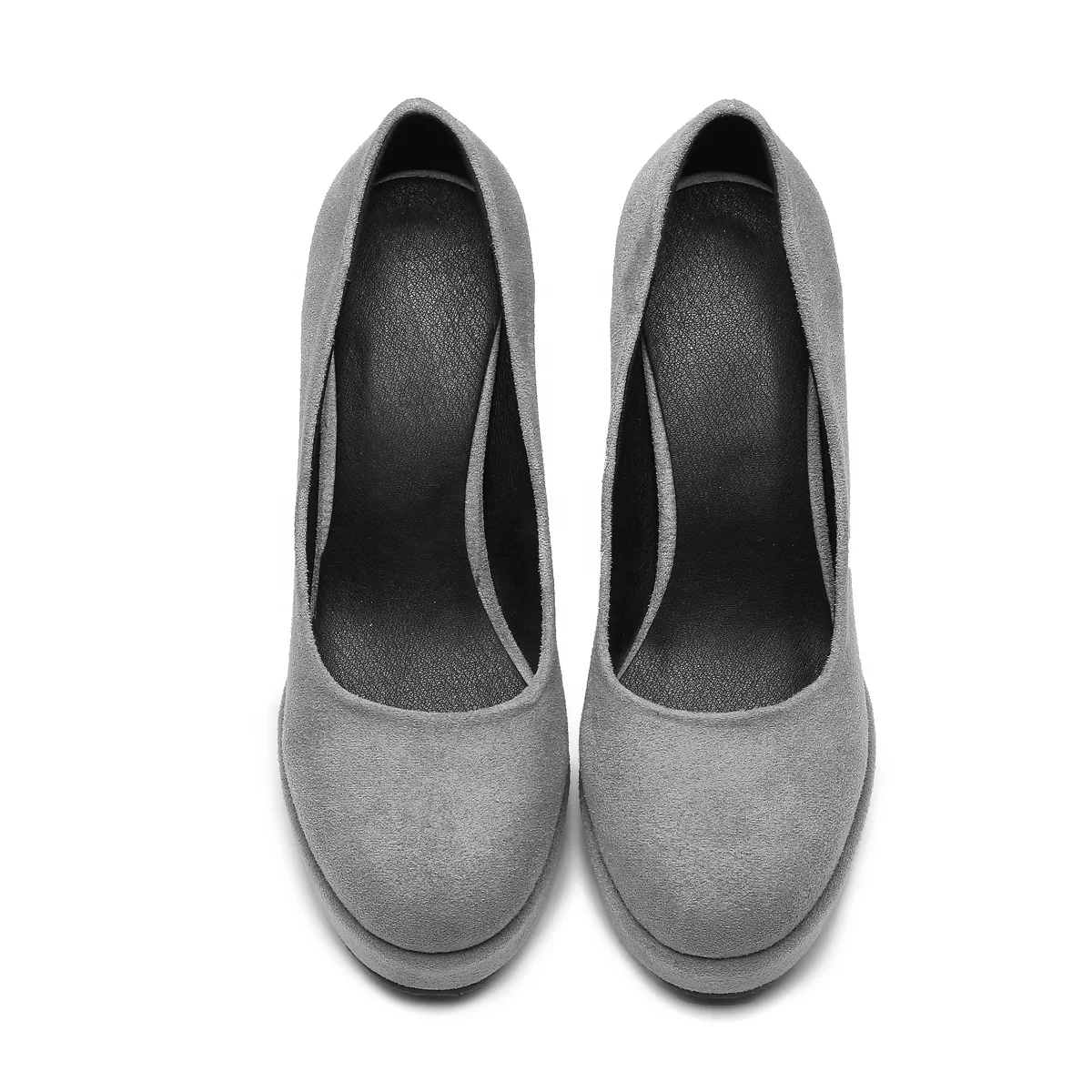 

Factory Wholesale Solid Color Middle-Aged Woman Square Heels, Black,grey