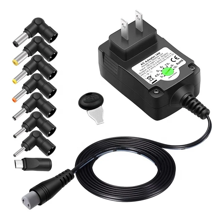 

Portable AC DC Adapter Multi Chargers Cable Universal Power Supply Wall Battery Charger