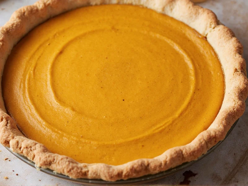 Homemade pumpkin pie with flaky crust and smooth filling