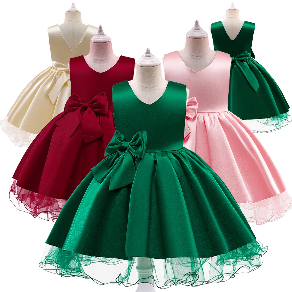 

MQATZ 0-5Y Formal Children Clothes Dress Lovely Baby Girl Tutu Party Infant Baby Dresses With Applique Solid Flower