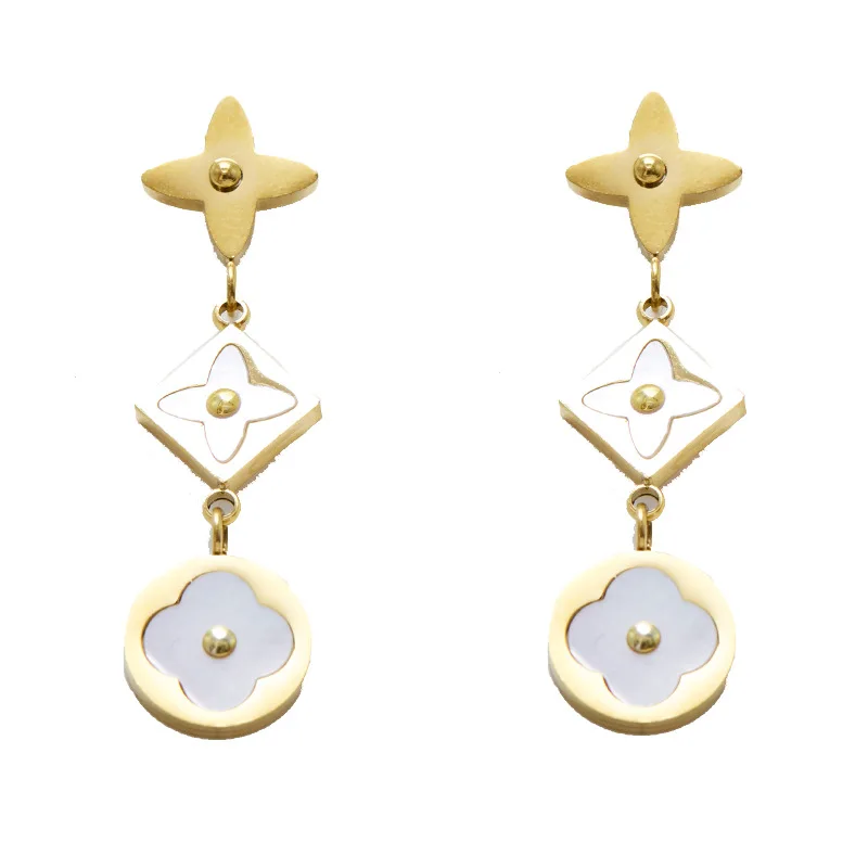 

Korean Temperament Clover Shell Earrings New Elegant Atmosphere Drop Diamond Earrings Fashion Jewelry