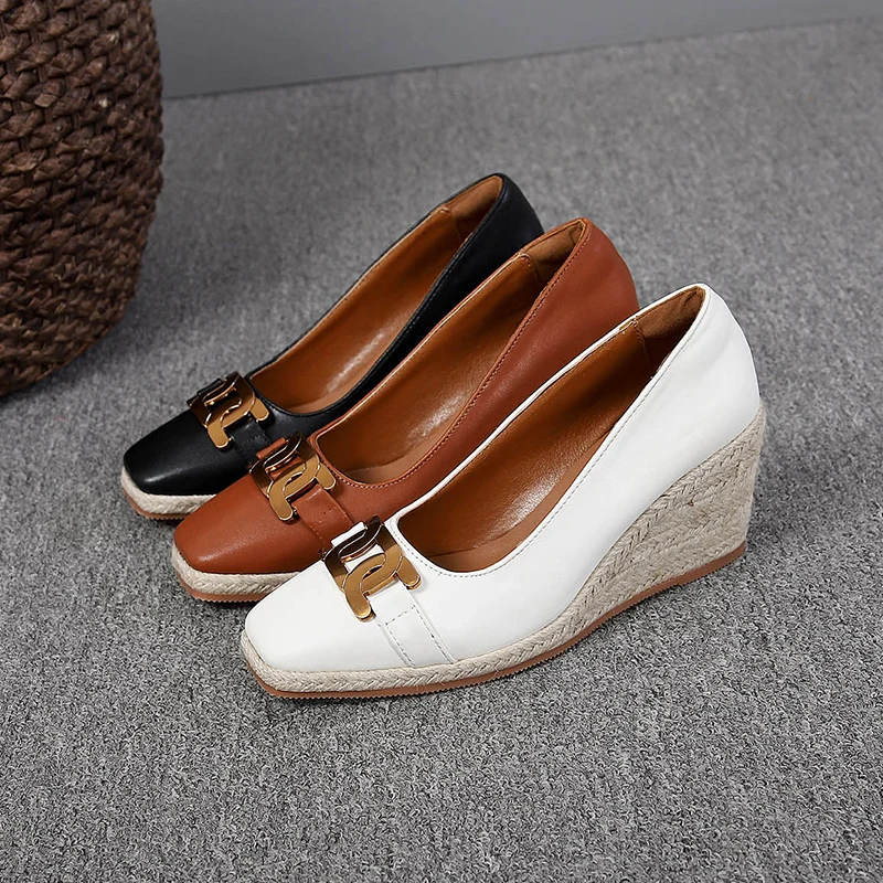 

Fashion design closed toe women shoes ladies wedges shoes jute espadrille mule