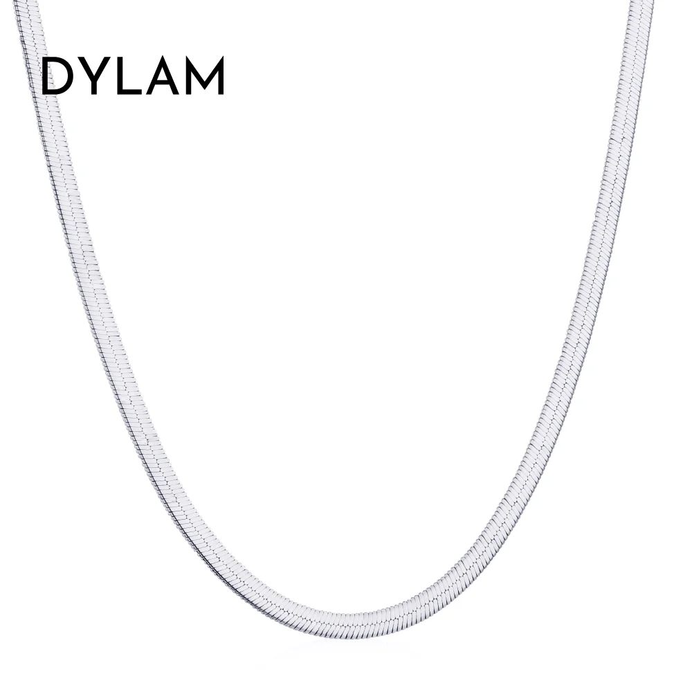 Dylam Daily Wear Accessories 18K Gold Over Sterling Silver Solid 3.1mm Flexible Flat Herringbone Chain Necklace for Women