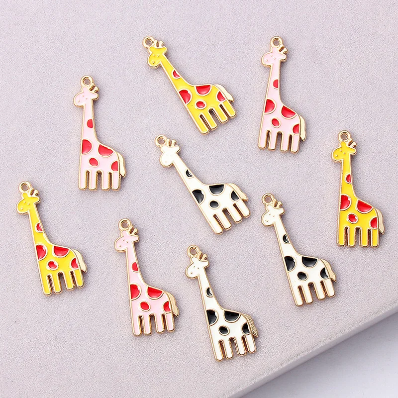 

32*13mm Animal Charms Giraffe Pendant Enamelled amulets accessoires For DIY Bracelet Necklace Jewelry Making