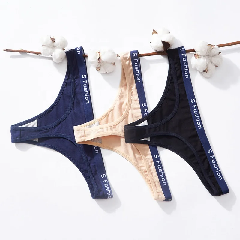 

1814 S Fashion T-Back Briefs Bikini Panty Women Low Waist Letter Cotton Thong G String Panties, 8 colors: nude, pink, light blue, deep blue, gray, red, white, black