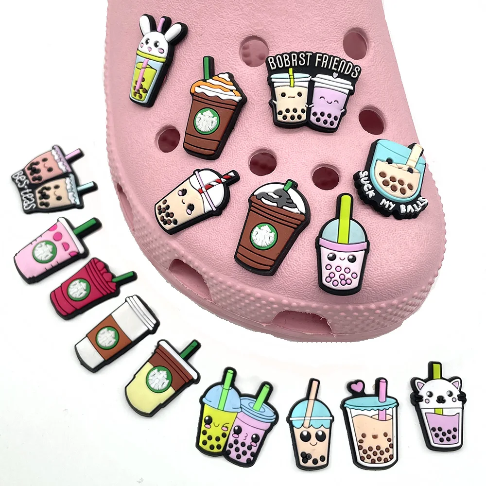 

Milk tea Coffee Shoe Charms jibz decoration croc Shoe Accessories Kid's Party gifts