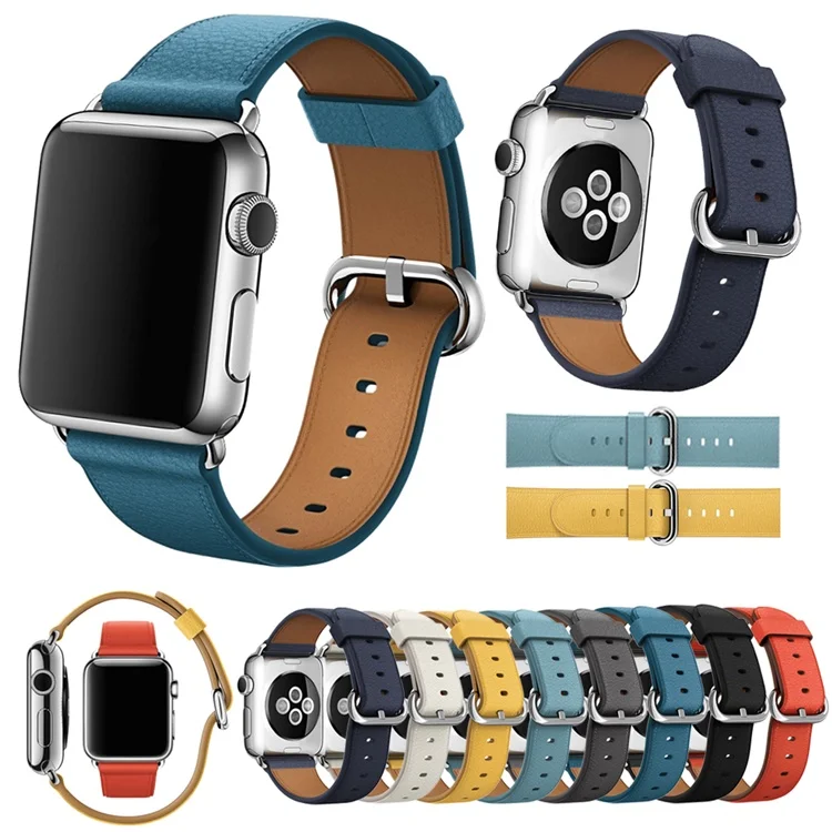 

classic genuine leather watch band strap replacement for apple watch iwatch series 7 -1, 8 colors