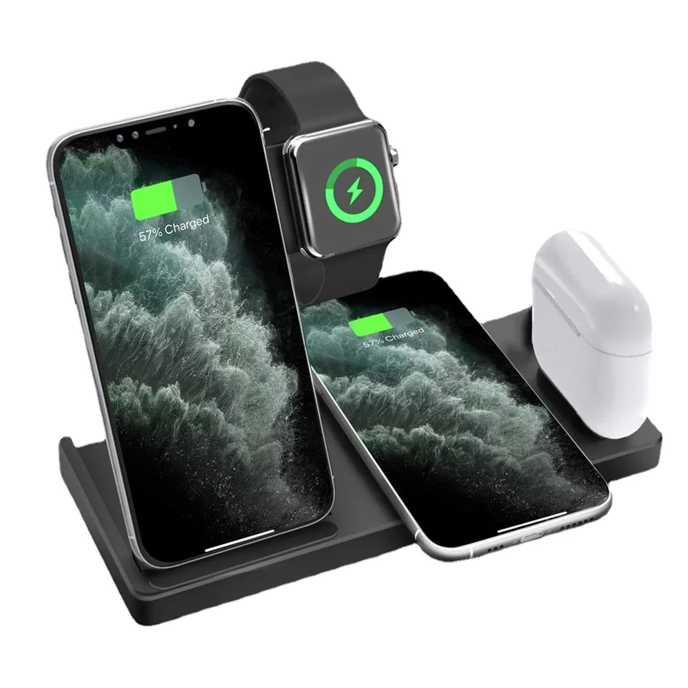 

15W Fast Wireless Charger 4 in 1 Qi Charging Dock Station For iPhone 12 Apple Watch SE 6 5 4 3 AirPods Pro