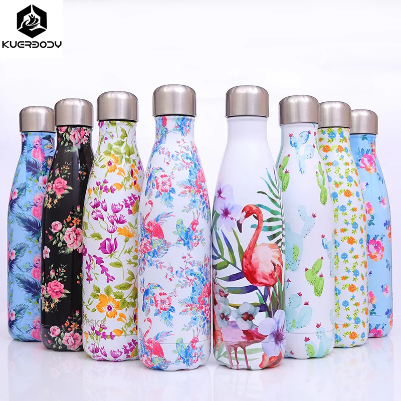 

Double Wall Marble Wood Grain 9 oz 17oz 260 ml 500 ml Stainless Steel Water Bottle, Customized color