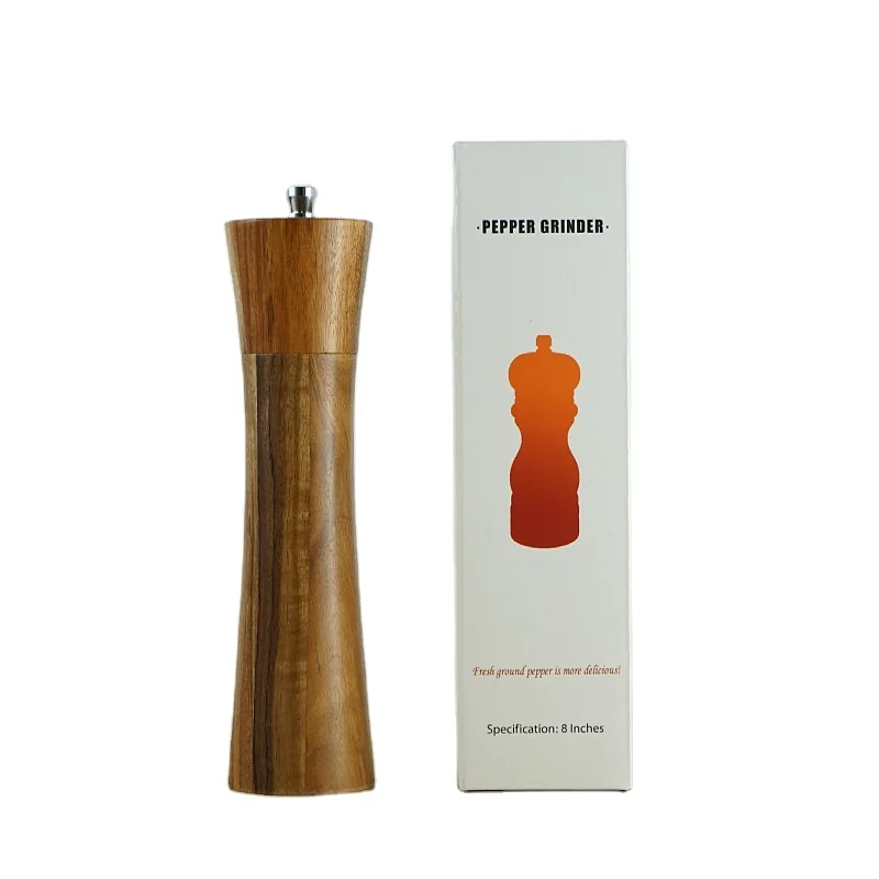 

DD012 Amazon Pepper Grinder Burnisher Wood Powder Condiment Bottles Tank Mills Manual Acacia Pepper Abrader, Natural