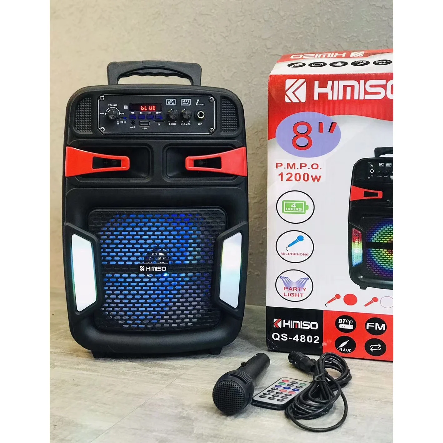 

QS-4802 Latest BT Speaker KIMISO 8inch Big Stereo Speaker With Remote Control