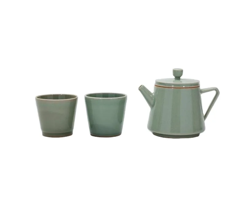 

Simple Style Celadon Hand Tea-pot Tea Cup Set Gift Package Home Decorative Sado Tea Ceremony, Cyan