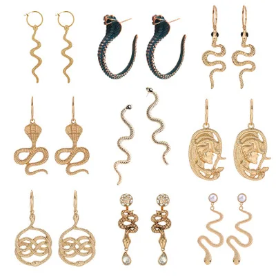 

Fashion Jewelry Stainless Snake Earrings For Women Gold Twist Earring Set Earring