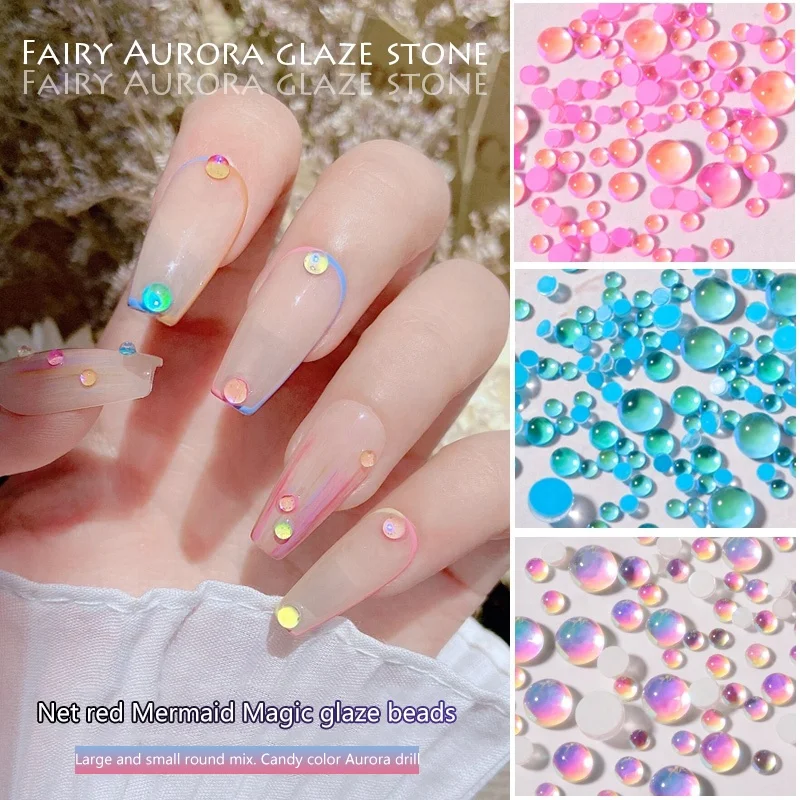 

mix shaped Mermaid Symphony Beads nail diamond rhinestones 3D colorful nail rhinestone press on nails factory direct sale