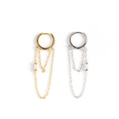 

Trendy Tassel Earring With Zircon 925 Sterling Silver Charm Earring For Girls Gifts, As picture