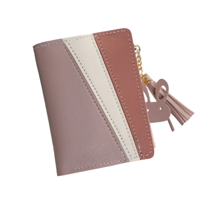 

2021 new short card holder wallet pu leather id card holders for women, Black/pink/blue