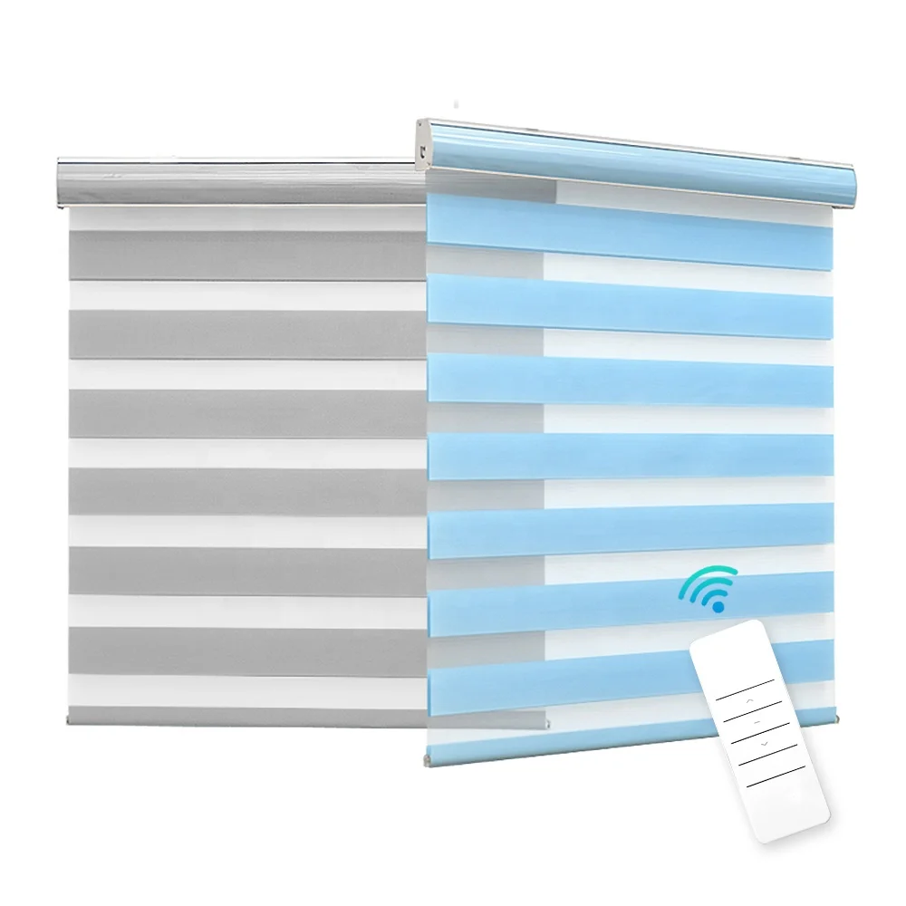 

ready made indoor electric motorised wifi window roller zebra blinds for bedroom, Customized