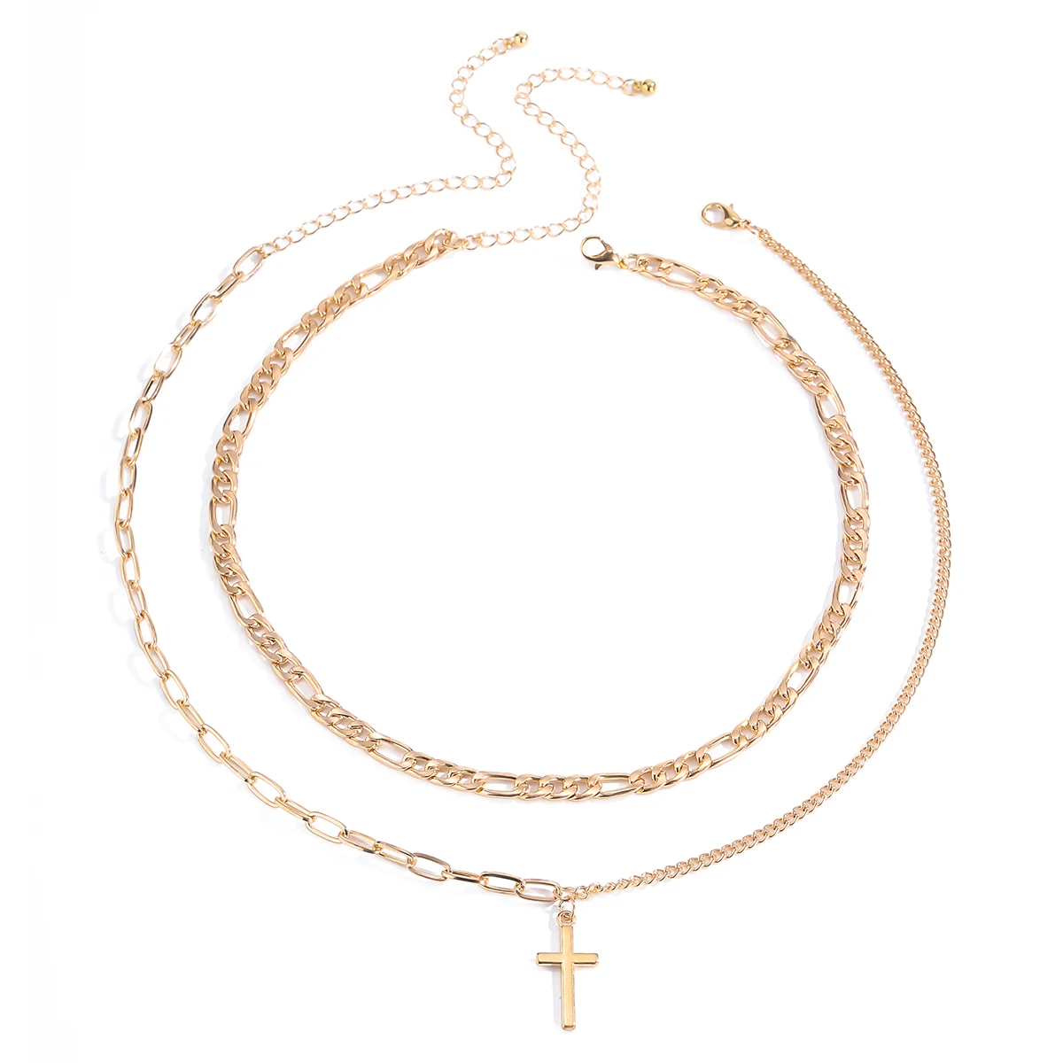 

Personality high quality fashion simple cross double necklaces