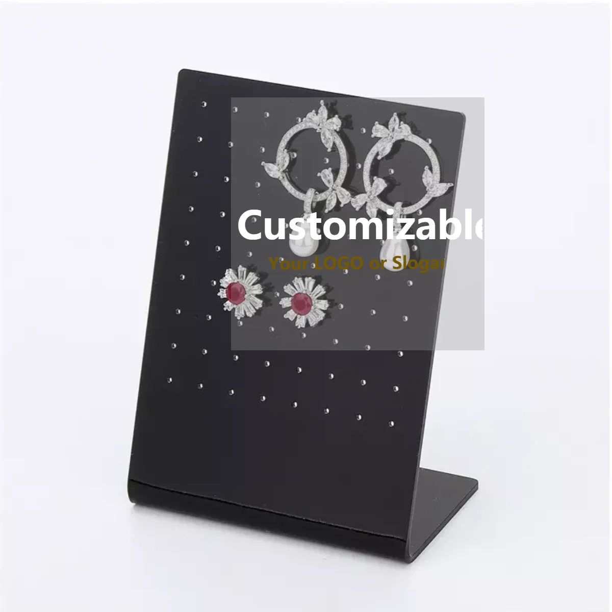 Personalised Earring Stand Display In Black Acrylic
