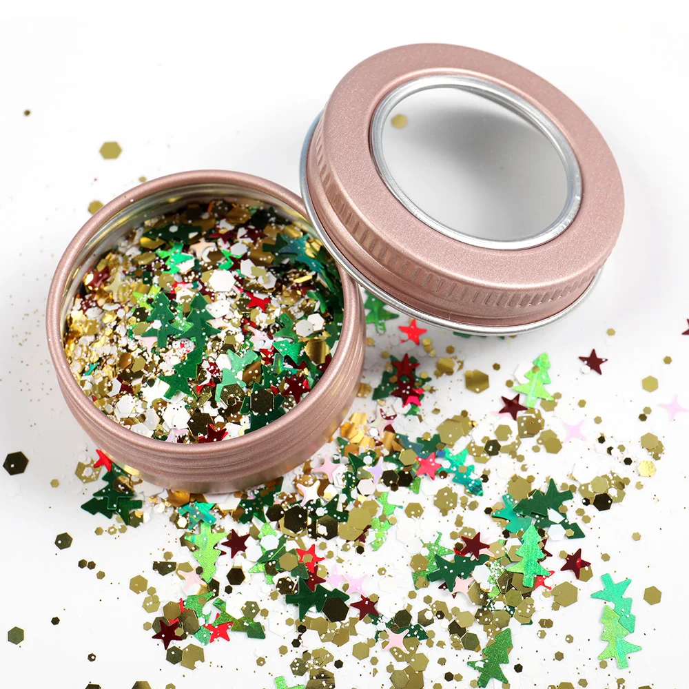 

ANGNYA Customized Makeup Glitter Christmas Nail Glitter Cosmetic Glitter for Christmas Body Eye Nail Decoration, Colorful