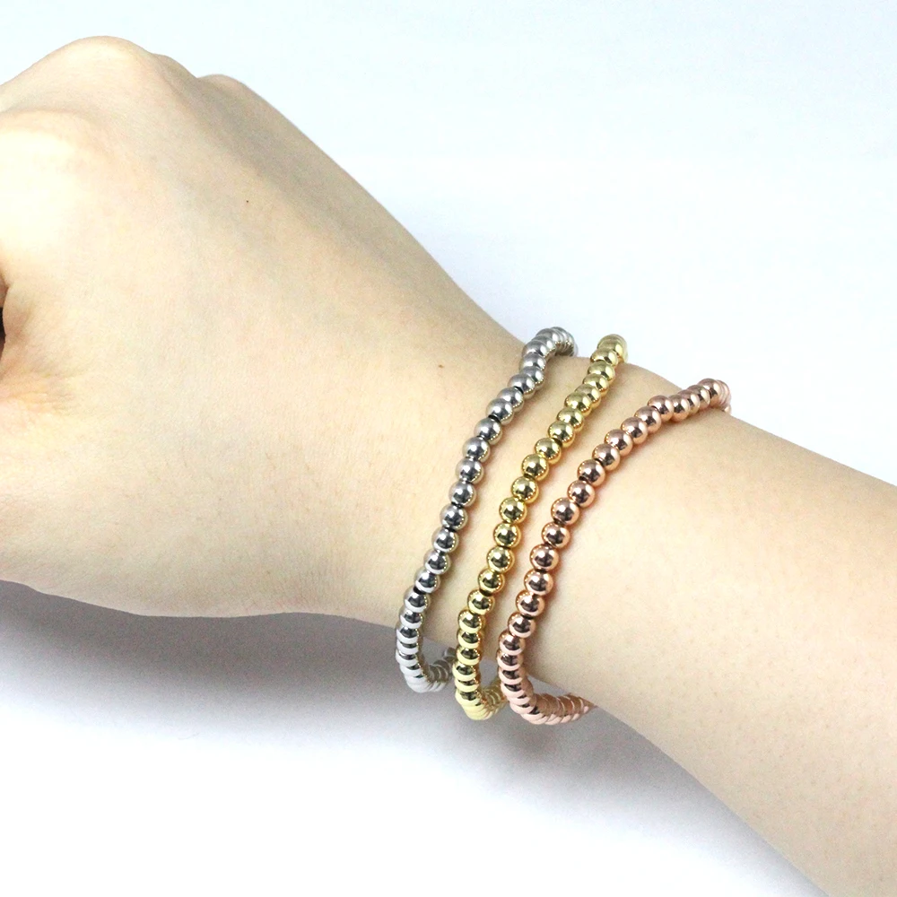 

Polished Stainless Steel Bead Bracelet Women Beaded Ankle Bracelet, Gold , rose gold , original