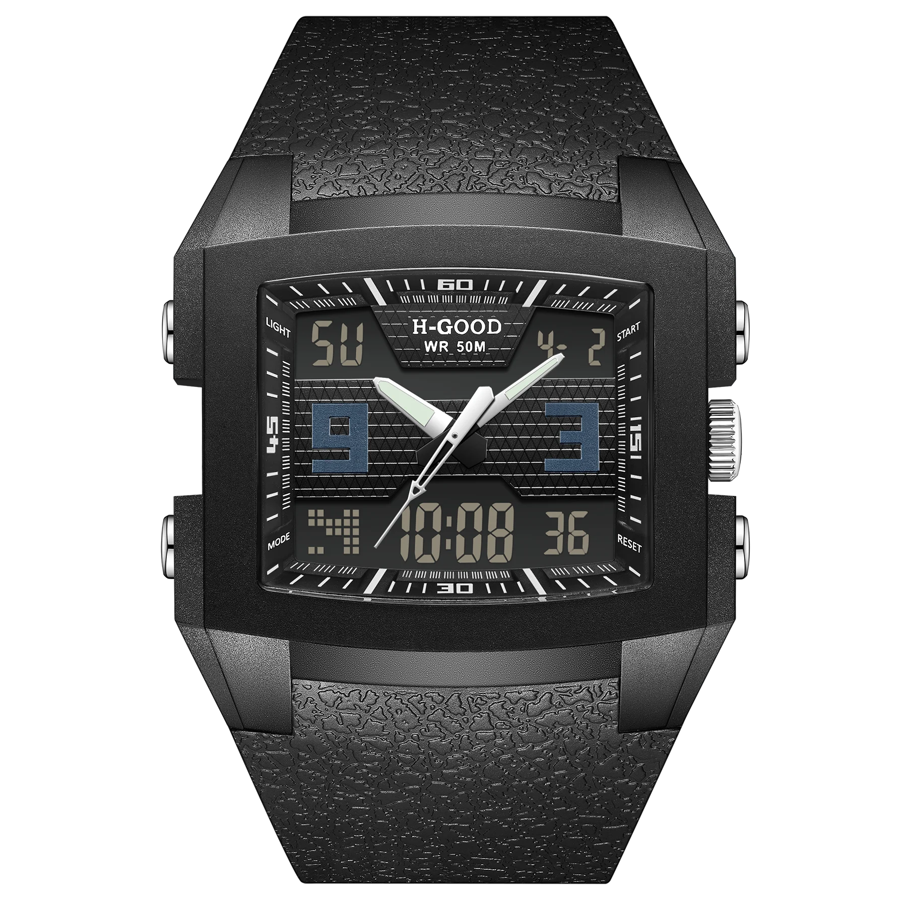 

H-GOOD TK-0004 Square Foreign Trade Luminous Men Watch Digital Wristwatch Electronic Clock Reloj, 5 colors