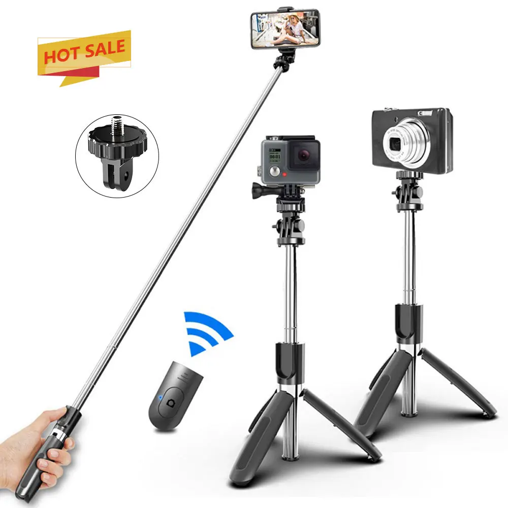 

2021 New Wireless Remote Controller 4 in 1 L02 Selfie Stick Tripod for Smartphone Gopro Camera