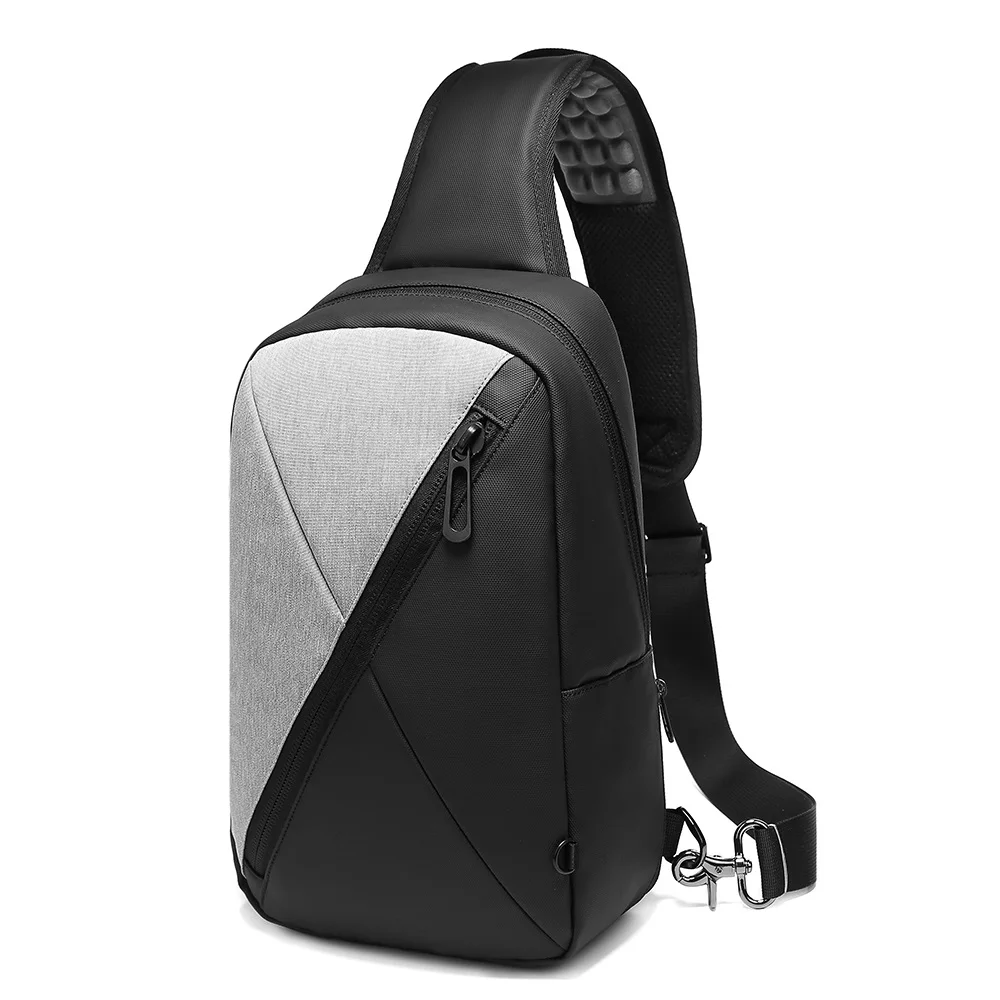 

Eurcool Custom Logo Simple Laptop Backpack Over One Shoulder Sling Canvas Cross Chest Messenger Bag Unisex, Black and gray or customized