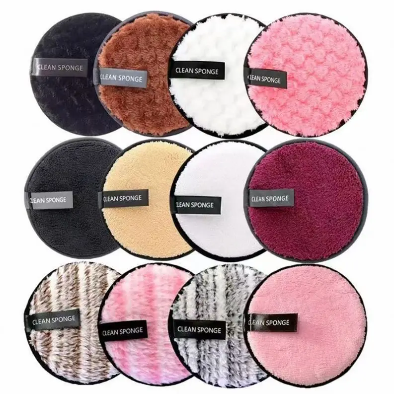 

High Quality Reusable Makeup Remover Pads Black Logo, Black pink white brown