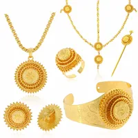 

Ethlyn Ethiopian Jewelry Sets Gold Color Choker Necklace& Ethiopian Handmade Chains Luxury Sets Women Wedding Jewelry S142A