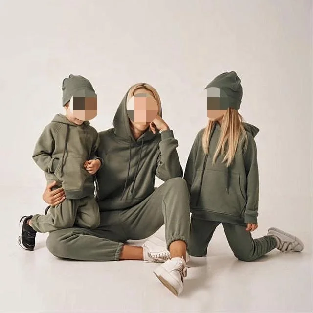 

Winter Autumn family hoodie+jogger set clothes mommy and son daughter matching outfit mommy and me outfits