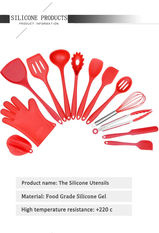 
Food Grade Cooking Utensil 13PCS Kitchen Utensil Set Silicone 