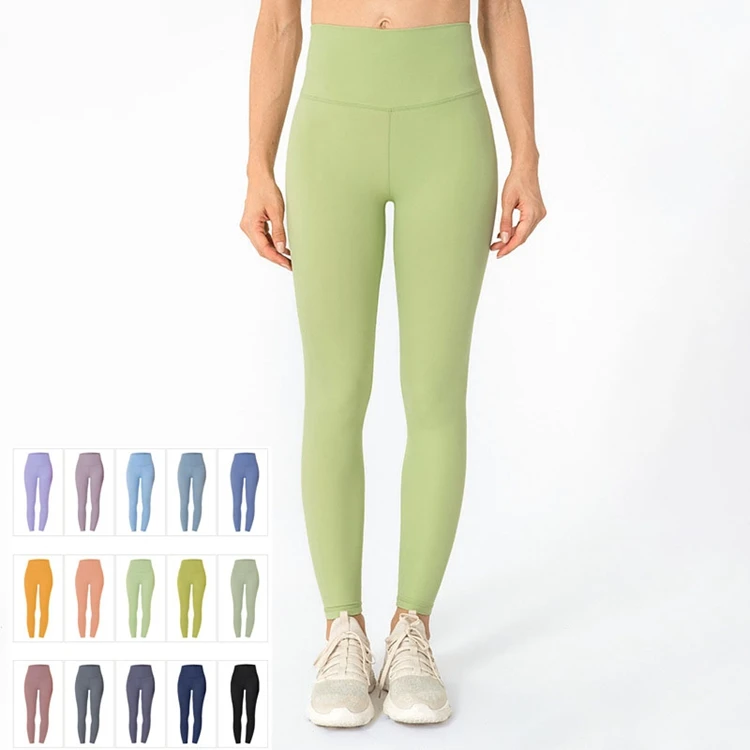 

S-XXL Double Brushed Skin Friendly Butt Lift Fitness Leggings With Front Pocket Full Length Yoga Leggings