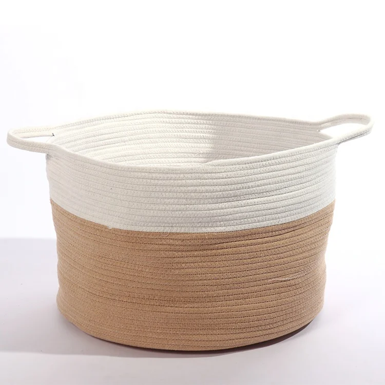 

Wholesale popular product small large cotton rope storage basket with handles