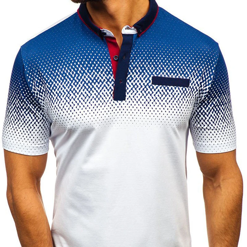 

Hot style men's wear polo summer 3D printed short-sleeved T-shirt polo men's American polo lapels