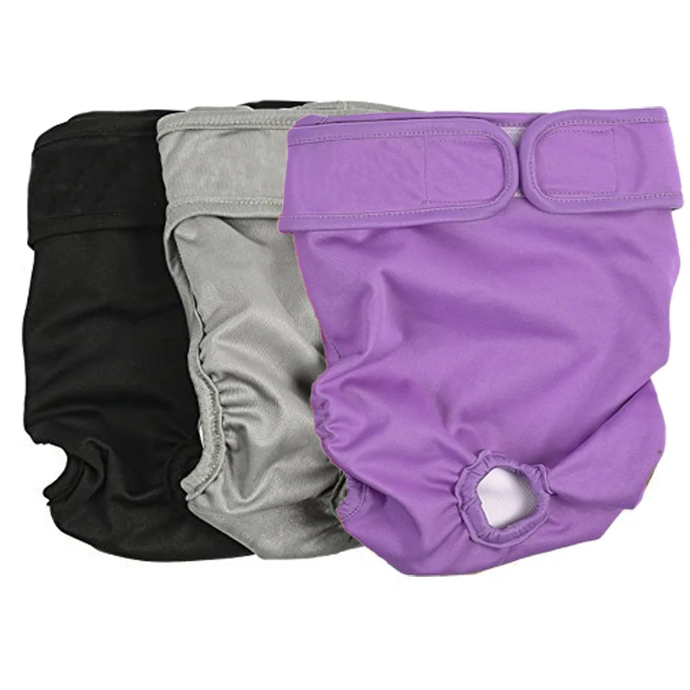 

Wholesale Female Pet Washable Dog Diapers Physiological Sanitary Dog Pants, Black purple grey