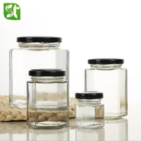 

180ml Hexagon glass jars honey 180ml glass jar sealed jam jar xuzhou honey bottles for sale