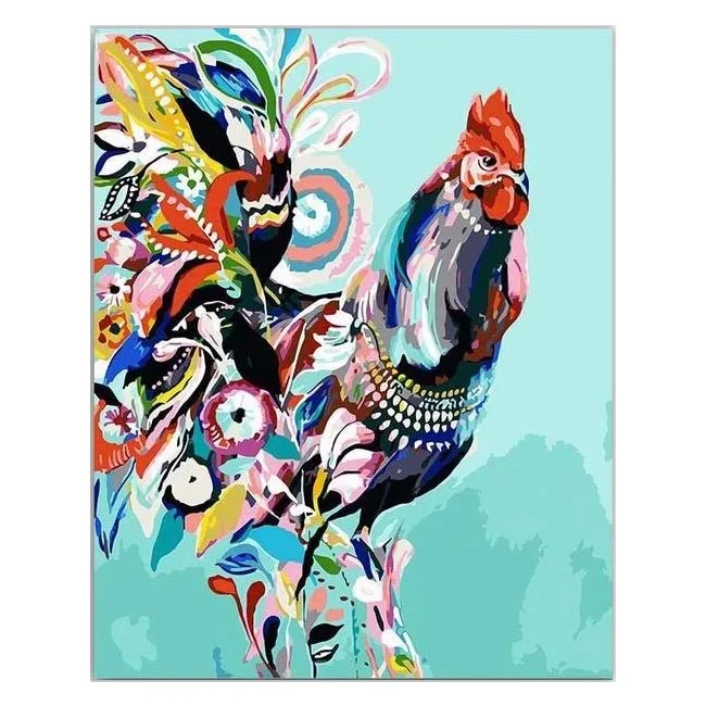 

CHENISTORY 992996 Colorful chicken 40*50cm diy painting by numbers pictures wholesale on canvas paint by number painting kit