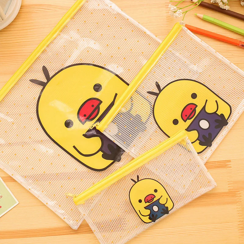 pvc mesh zipper document bag