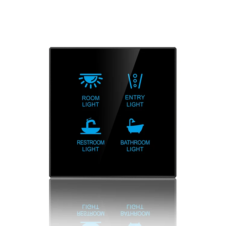 Smart Home Touch Light Wall Switch 4gang for z wave and Knx or Dali System