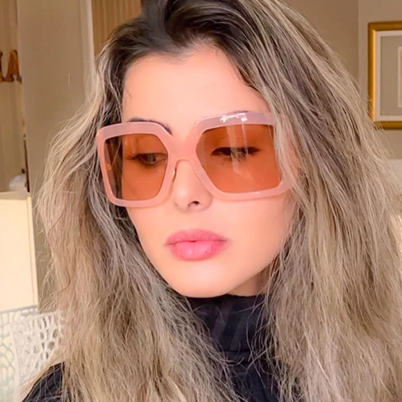 

SHINELOT Fashion Women Sunglasses PC Wide Frame Square Sun Shades Gradient Lens Sun glasses Custom LOGO Wholesale